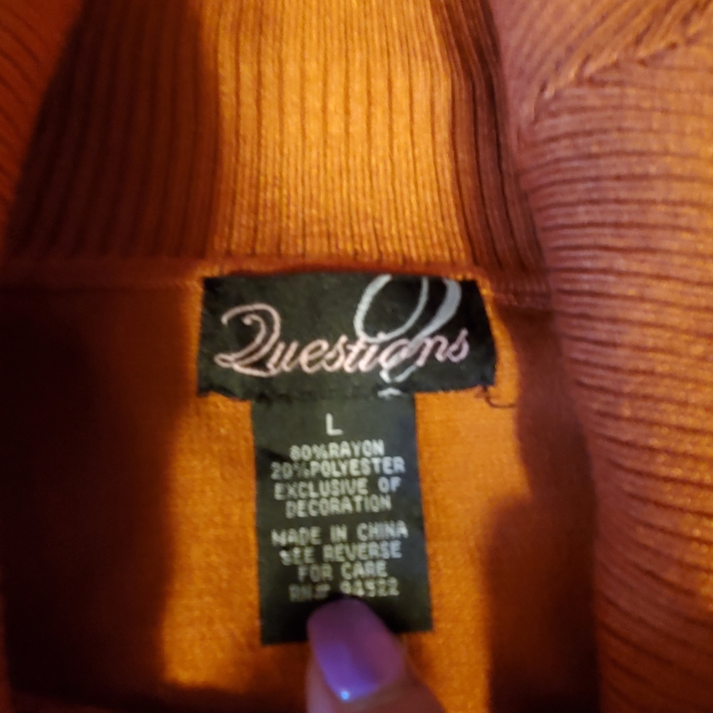 Questions fall orange beaded dress shirt size L